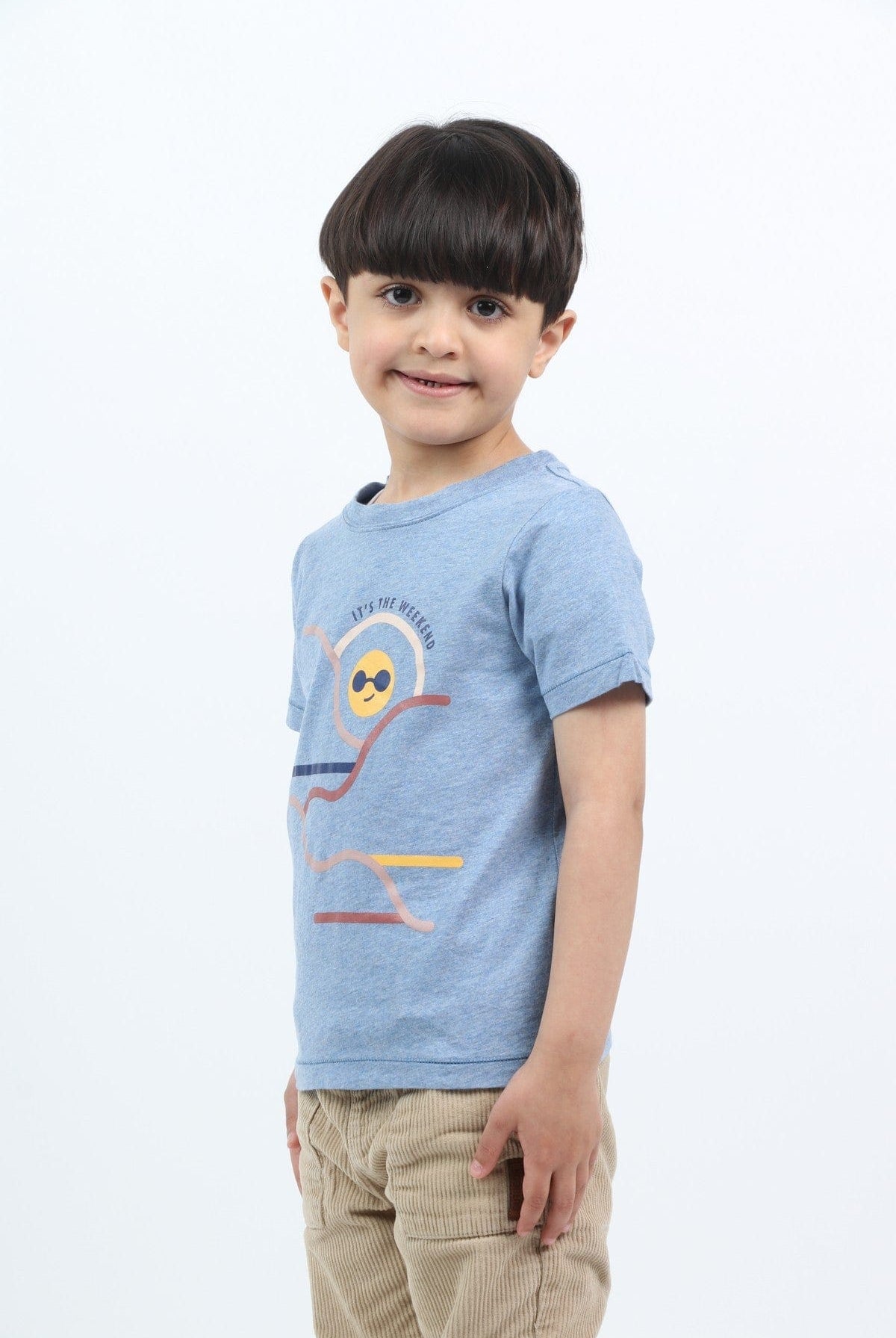 جينجرسنابس تي شيرت ولادي مطبوع بكم قصير أزرق