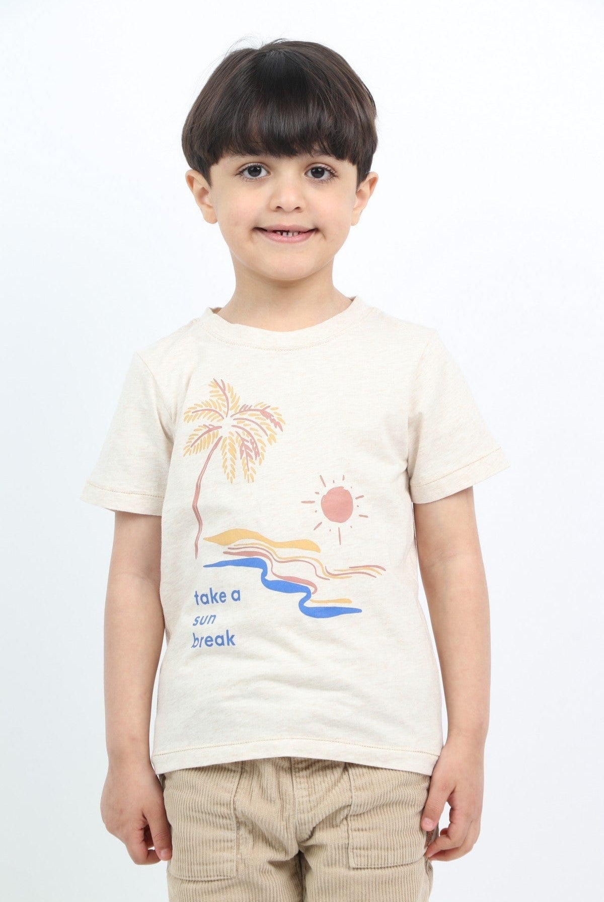 جينجرسنابس تي شيرت ولادي بطبعة بحر وشجر البيج