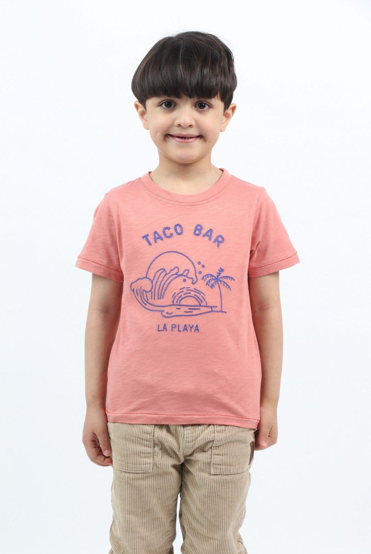 جينجرسنابس تي شيرت ولادي مزين بالخيوط نص كم وردي