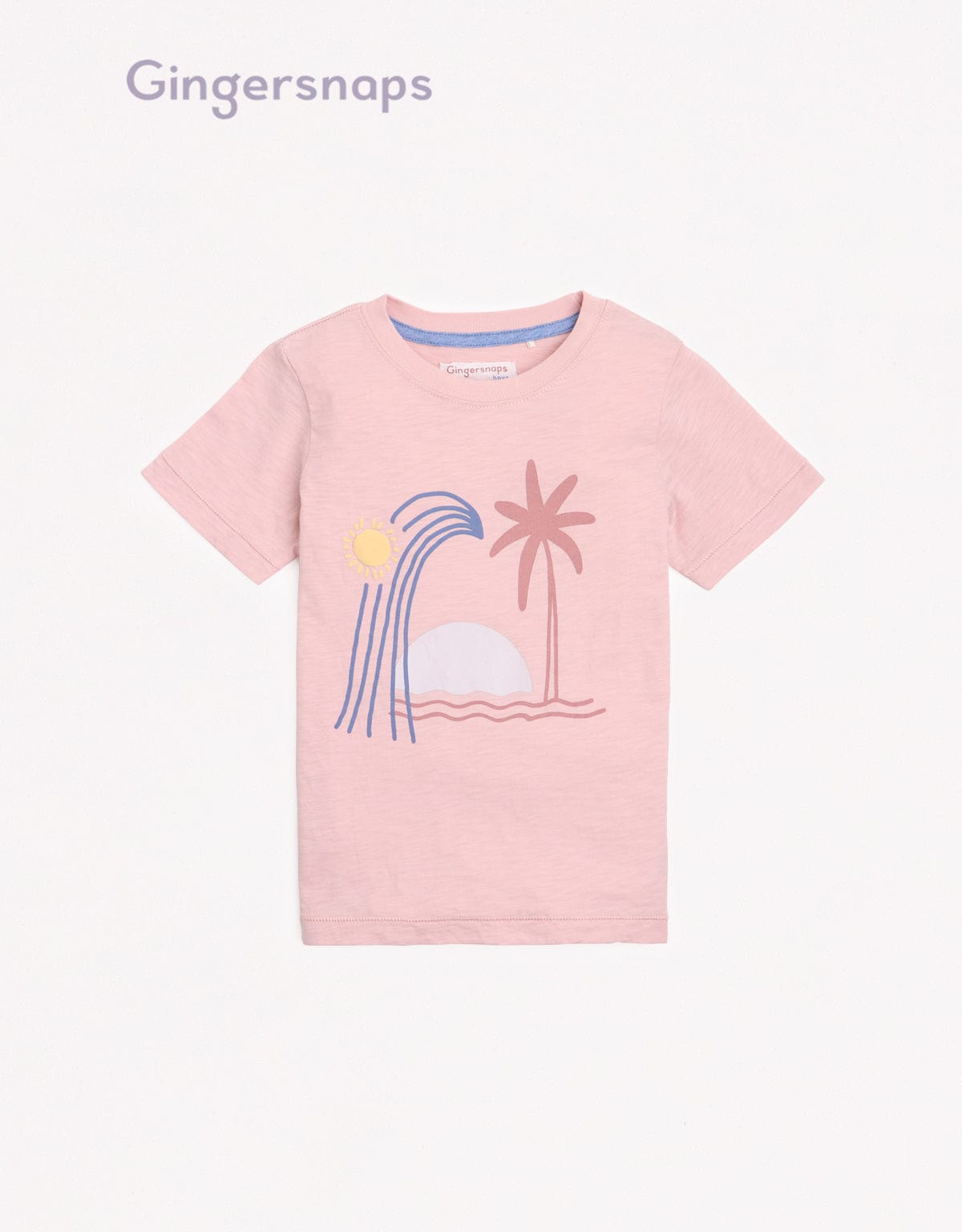 جينجرسنابس تي شيرت ولادي بطبعة أمامية بنص كم وردي