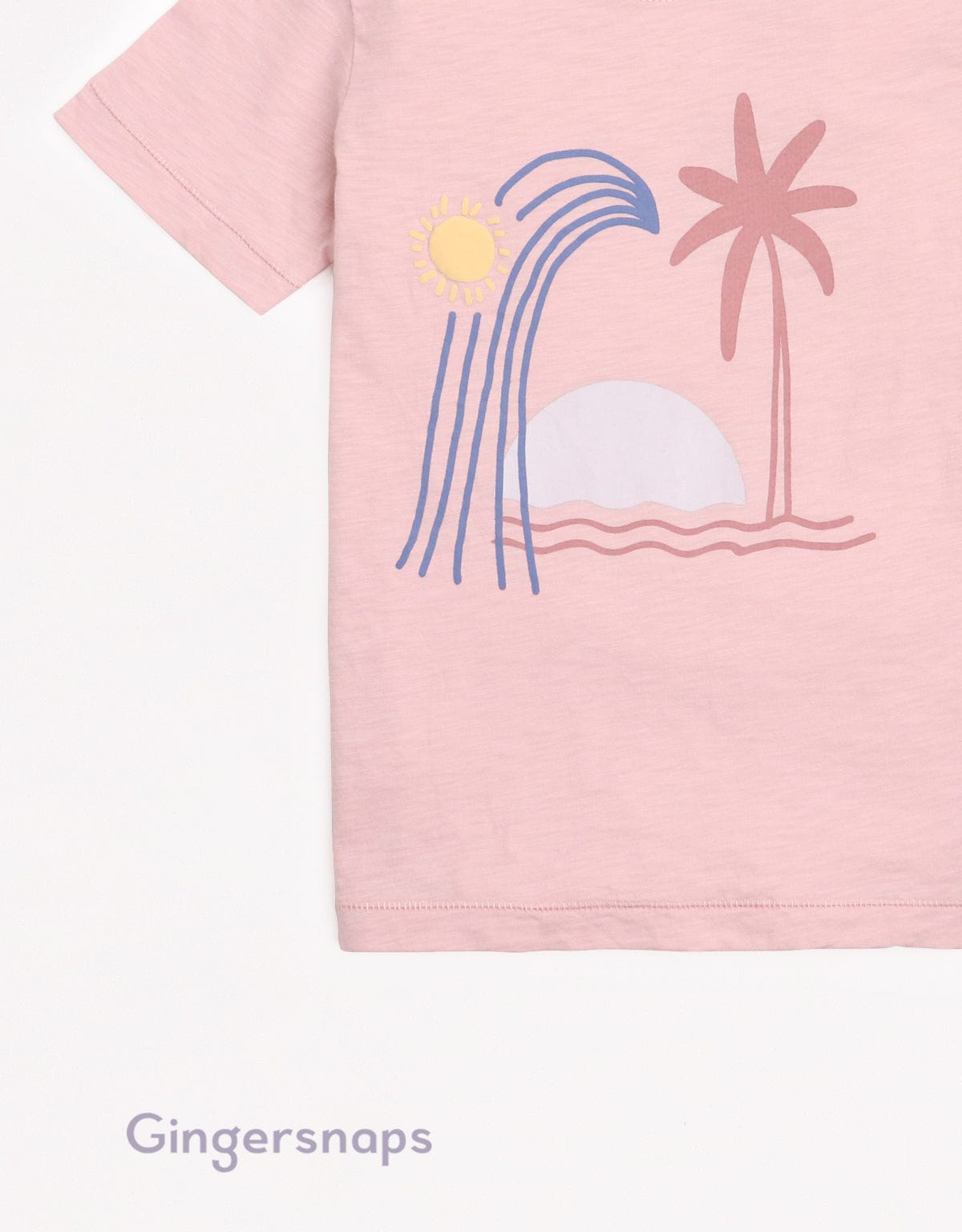 جينجرسنابس تي شيرت ولادي بطبعة أمامية بنص كم وردي