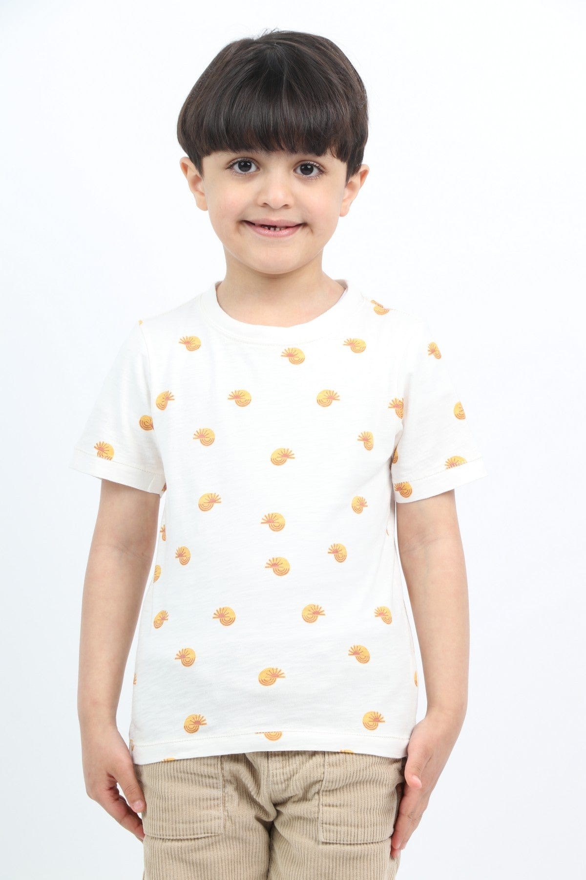 جينجرسنابس تي شيرت ولادي بطبعة شمس أصفر