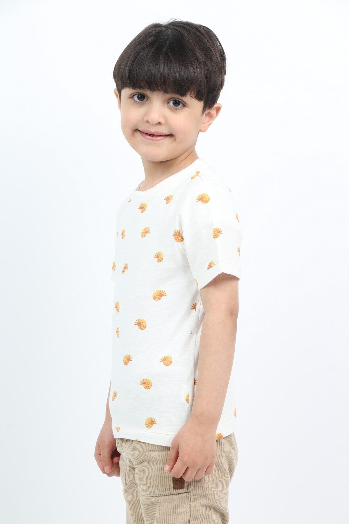 جينجرسنابس تي شيرت ولادي بطبعة شمس أصفر