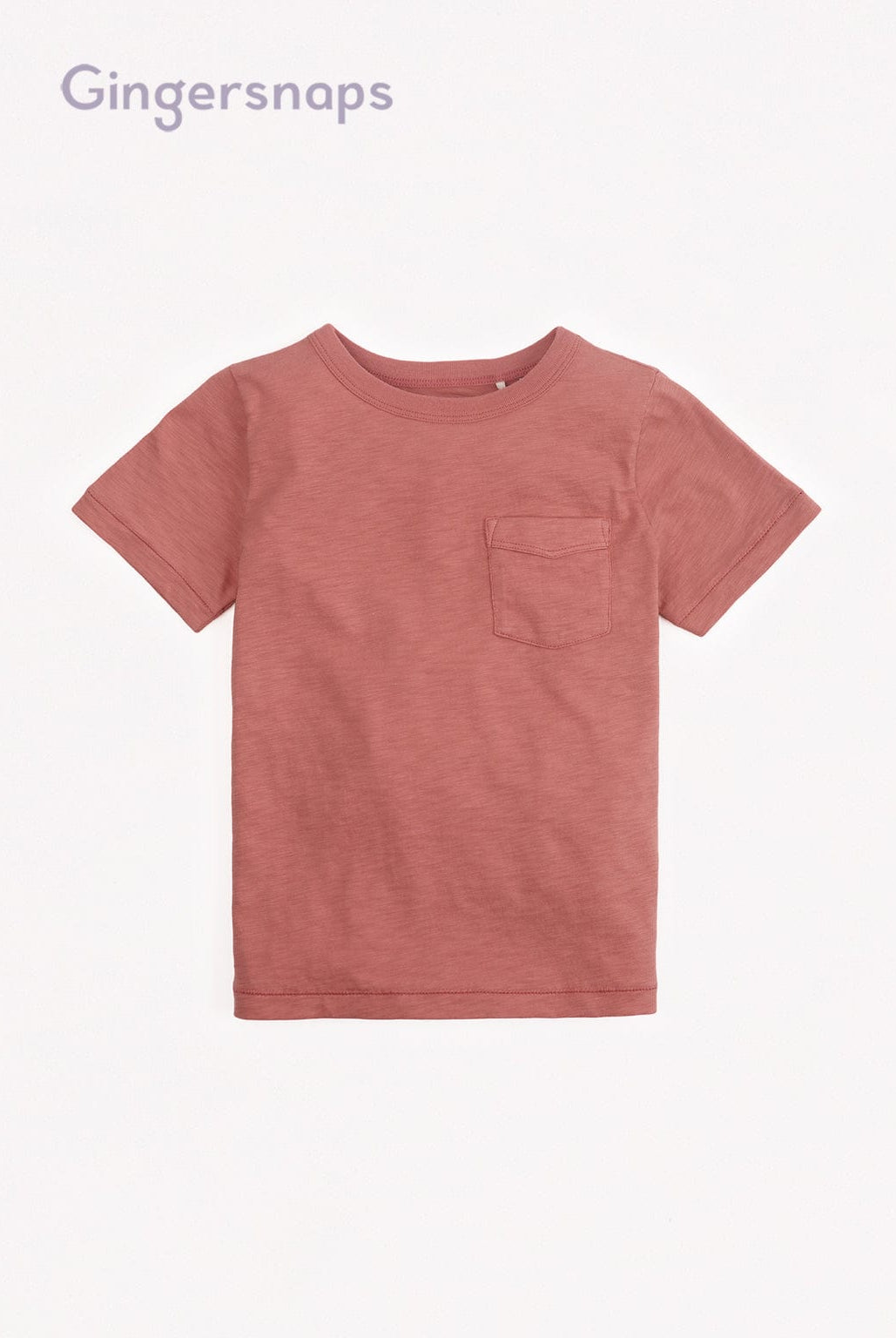 جينجرسنابس تيشيرت ولادي سادة بجيب على الصدر نص كم أحمر