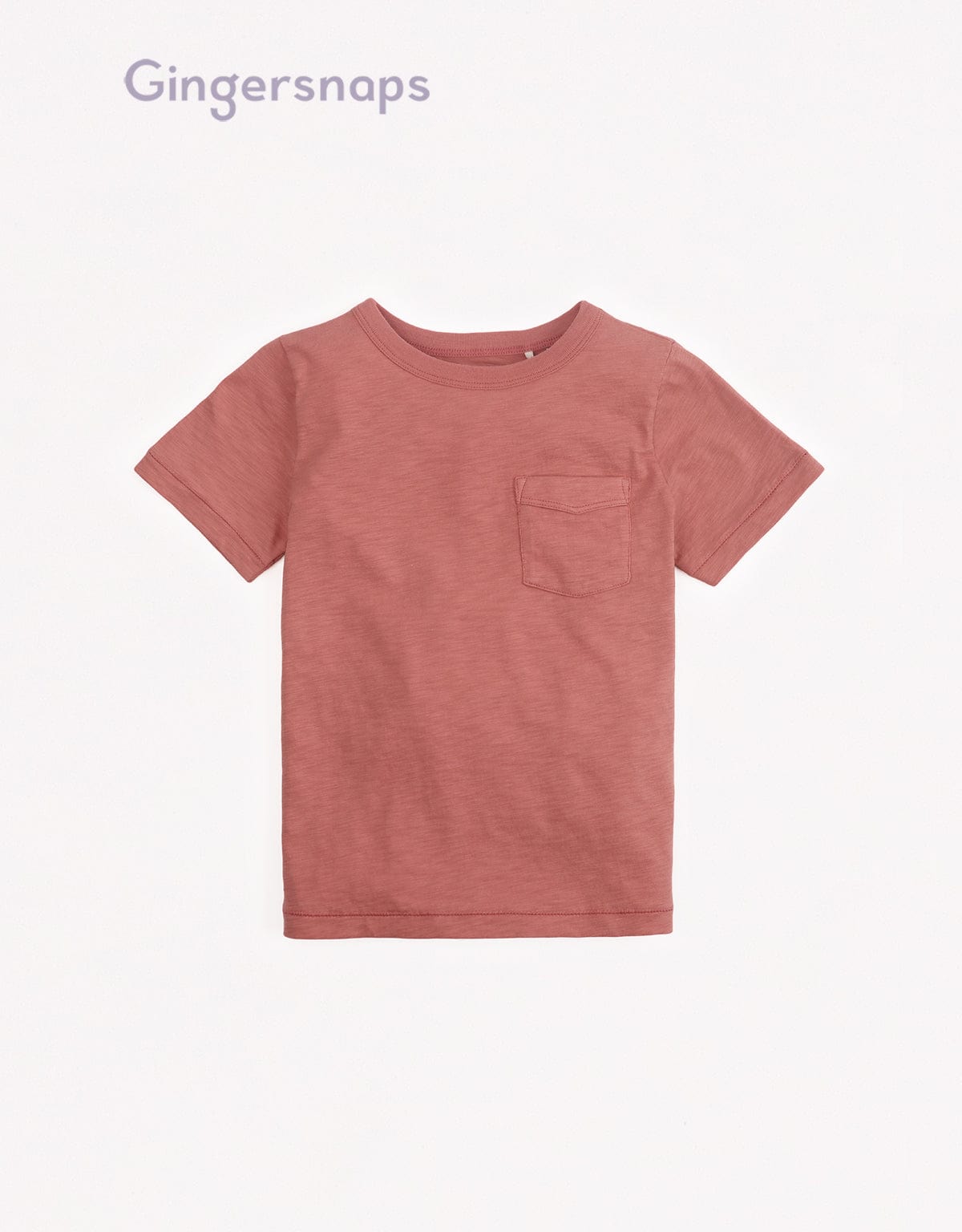 جينجرسنابس تيشيرت ولادي سادة بجيب على الصدر نص كم أحمر