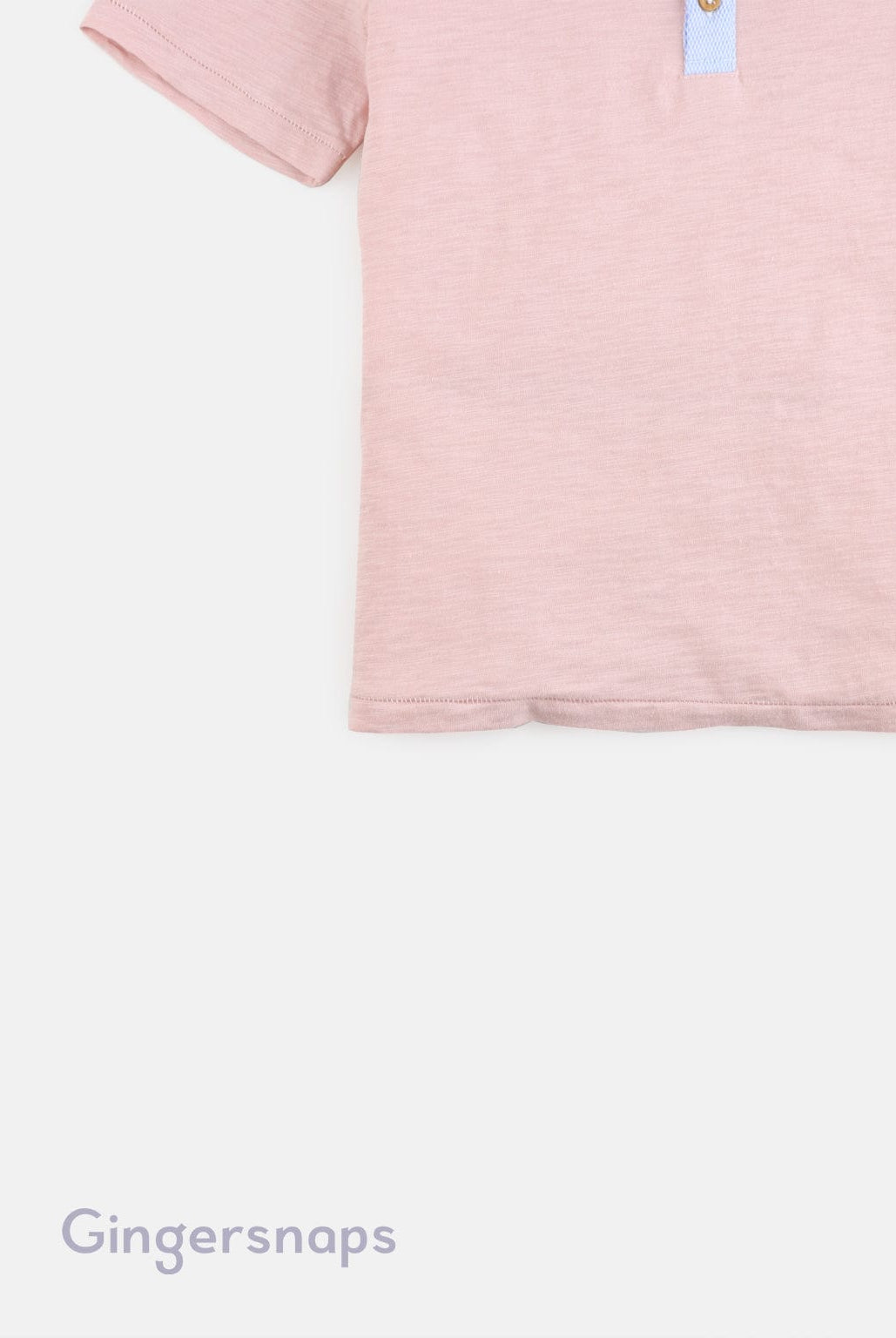 جينجرسنابس تي شيرت للأولاد الرضع بياقة دائرية مزينة بأزرار وردي