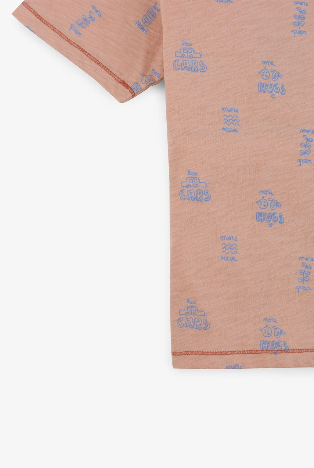 جينجرسنابس تيشيرت ولادي بياقة دائرية منقوش خوخي