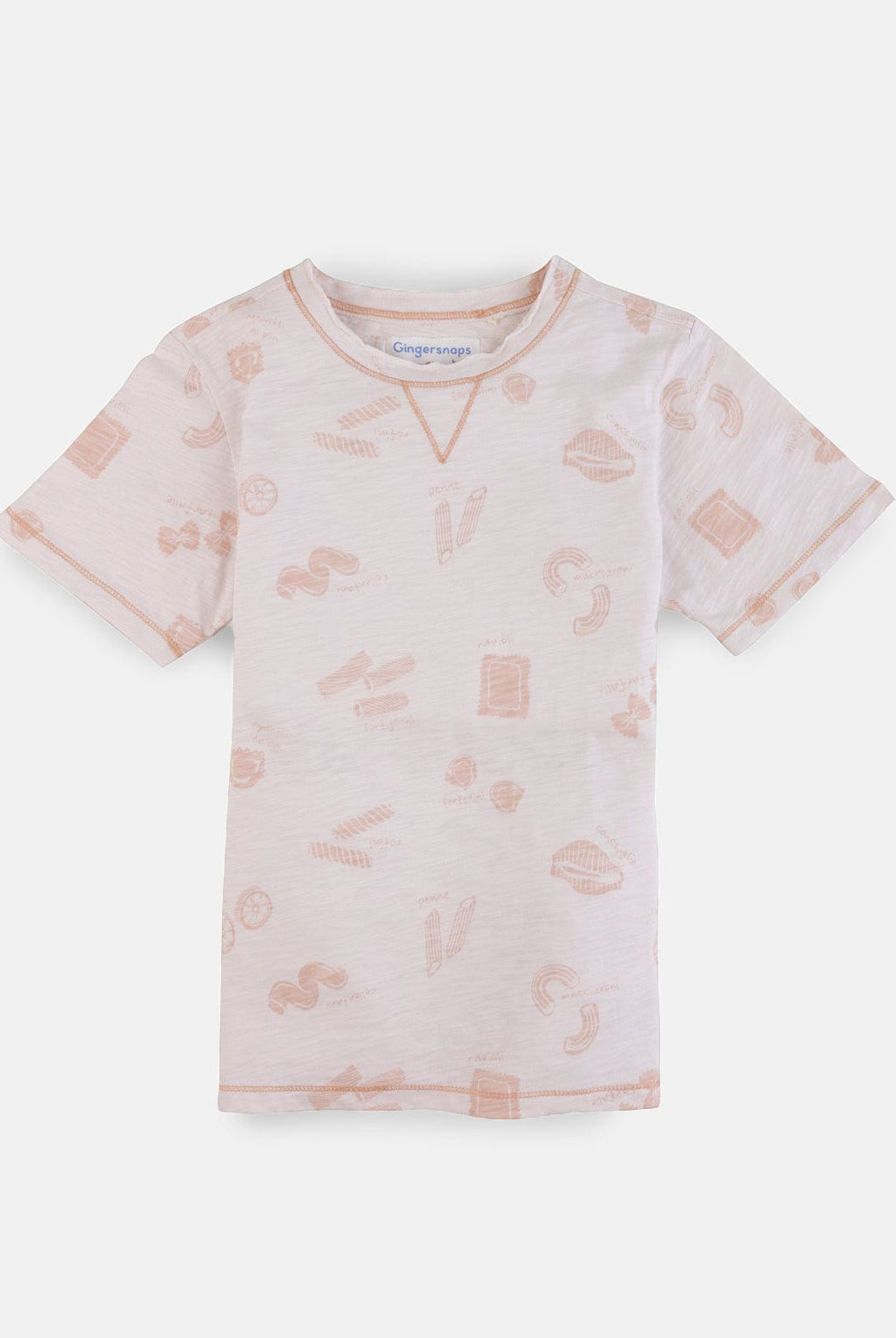 جينجرسنابس تيشيرت أولادي بياقة دائرية منقوش بتطريز على الياقة أبيض