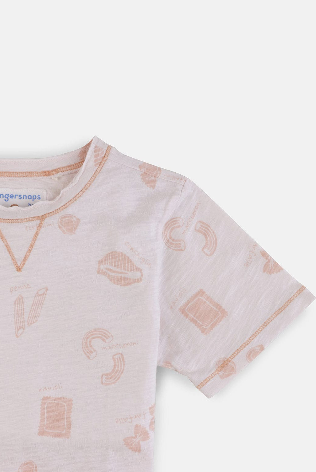 جينجرسنابس تيشيرت أولادي بياقة دائرية منقوش بتطريز على الياقة أبيض