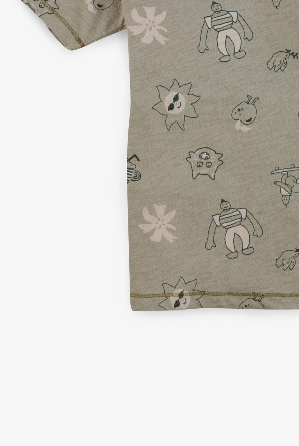 جينجرسنابس تيشيرت أولادي بياقة دائرية بطبعات على الصدر بتطريز على الياقة أخضر