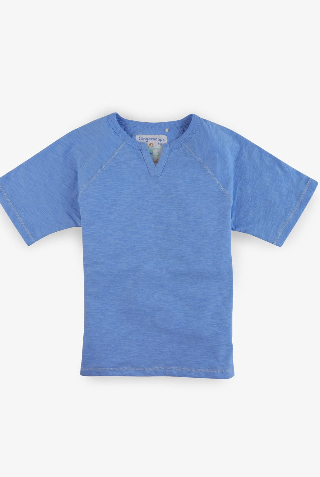 جينجرسنابس تيشيرت أولادي سادة بفتحة صدر V أزرق