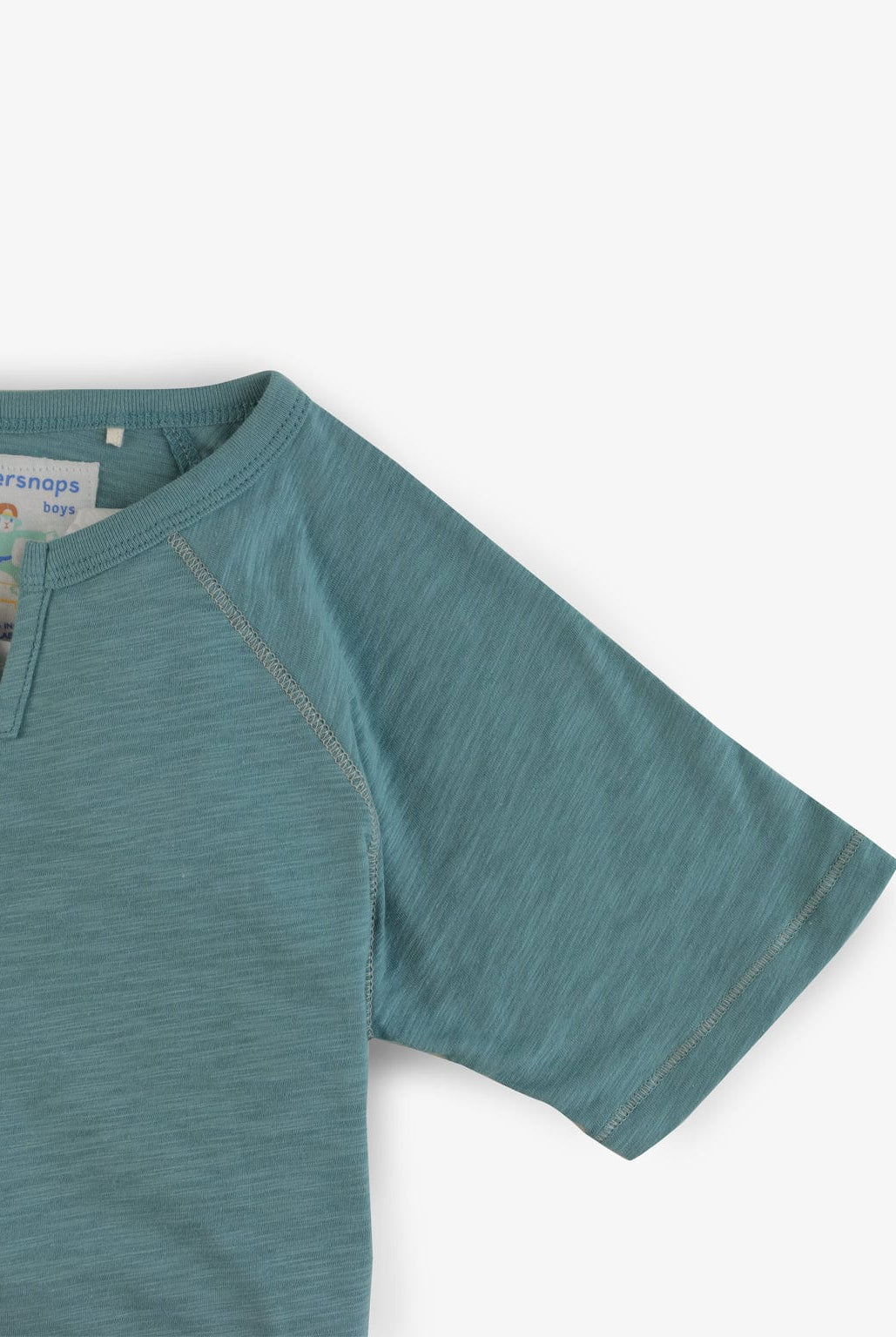 جينجرسنابس تيشيرت أولادي نص كم سادة بفتحة صدر V أخضر