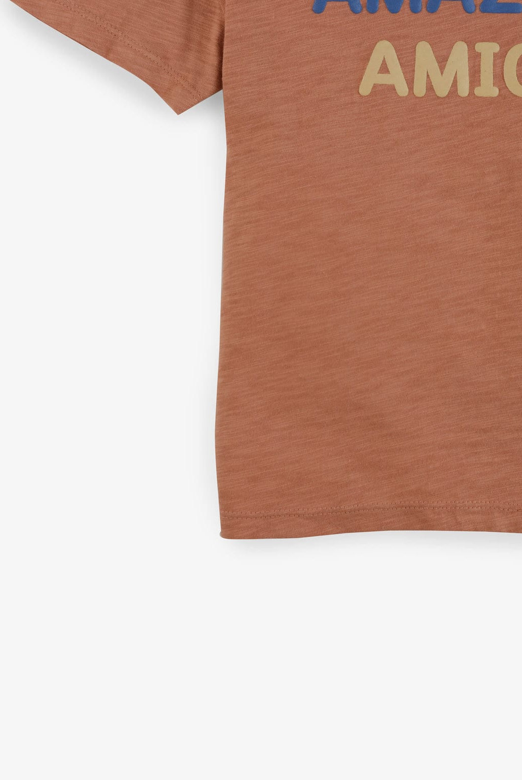 جينجرسنابس تيشيرت أولادي بياقة دائرية بطبعة على الصدر بني