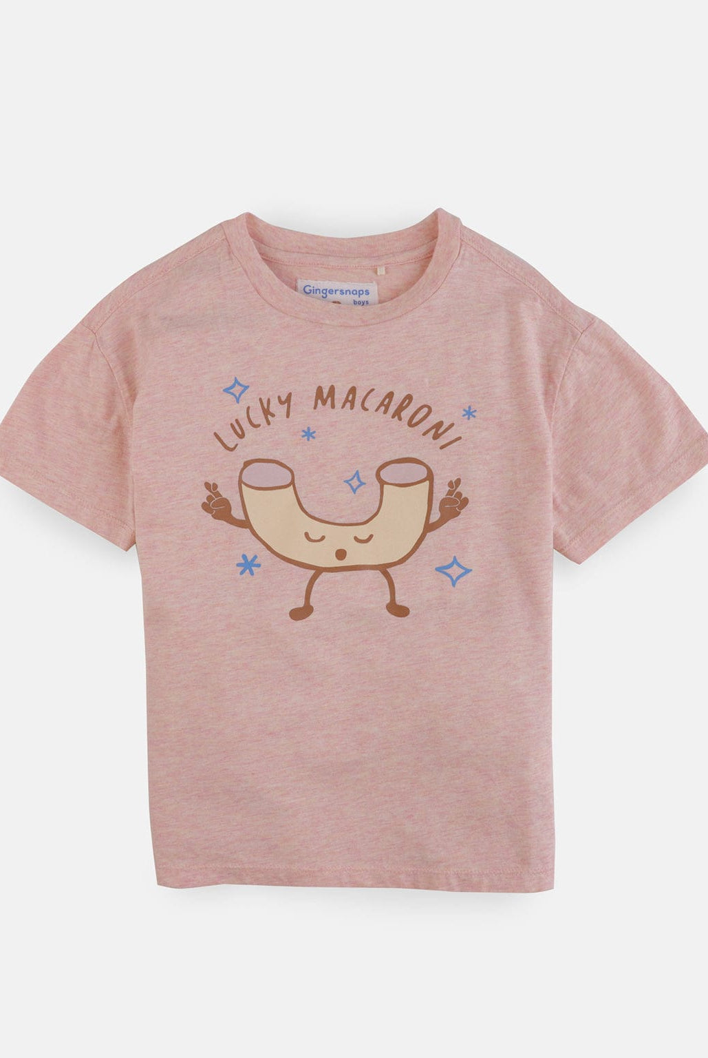 جينجرسنابس تيشيرت أولادي بياقة دائرية نص كم بطبعة على الصدر وردي