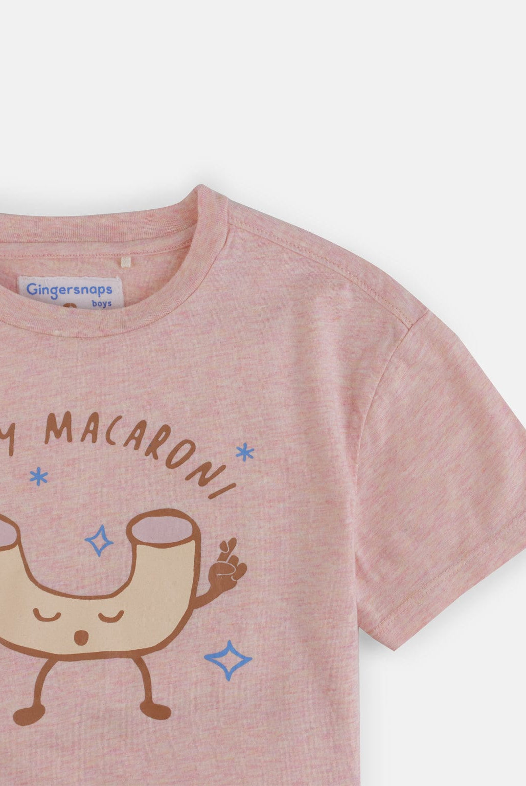 جينجرسنابس تيشيرت أولادي بياقة دائرية نص كم بطبعة على الصدر وردي