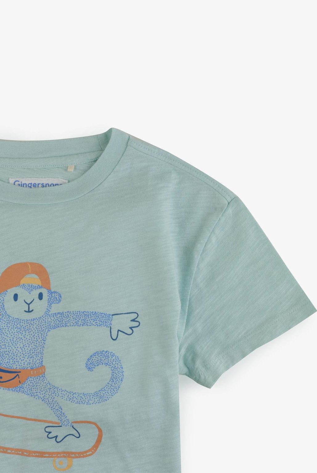 جينجرسنابس تيشيرت أولادي بياقة دائرية بطبعة قرد على الصدر أخضر