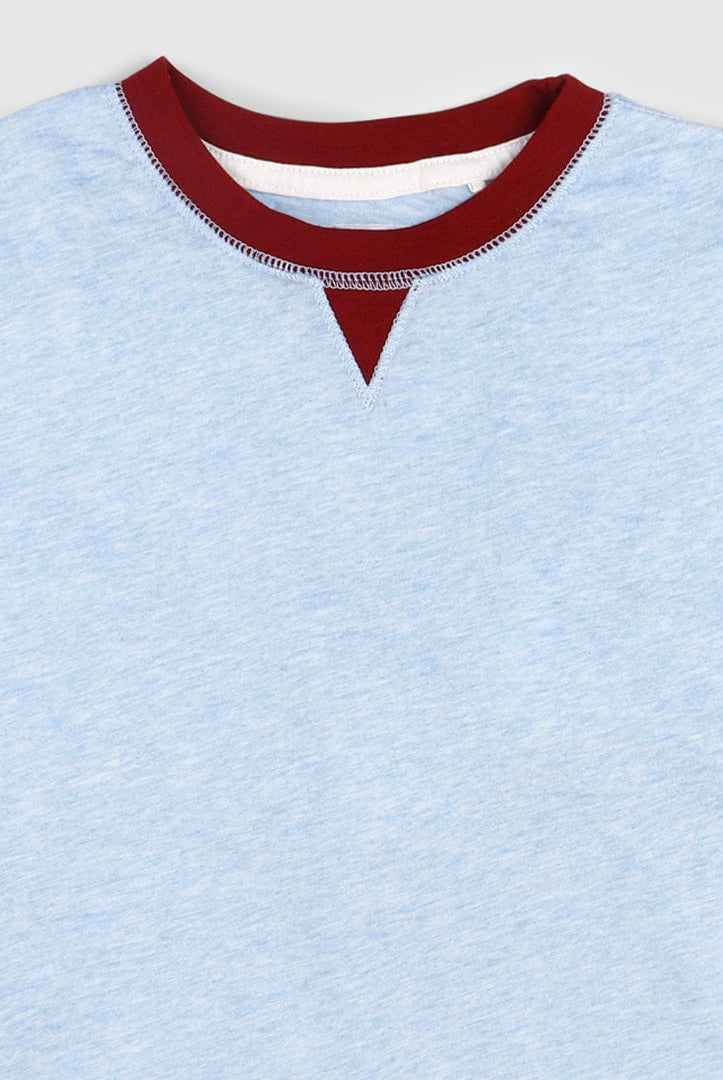 جينجرسنابس تيشيرت نص كم بمثلث تحت الياقة أولادي أزرق