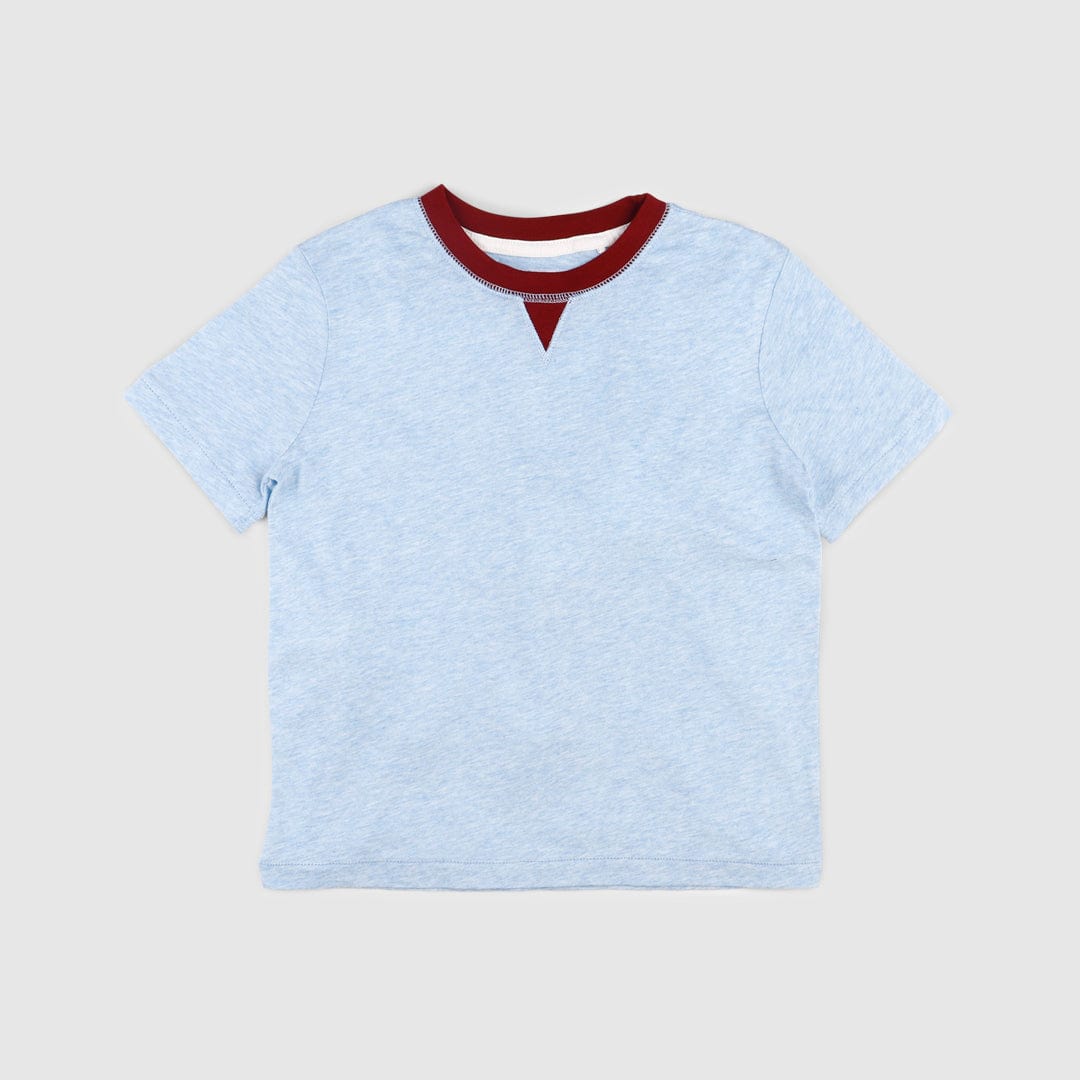 جينجرسنابس تيشيرت نص كم بمثلث تحت الياقة أولادي أزرق