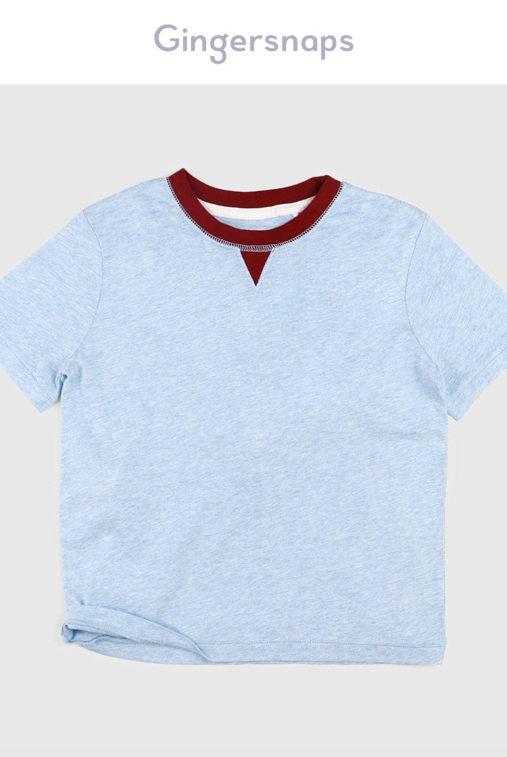 جينجرسنابس تيشيرت نص كم بمثلث تحت الياقة أولادي أزرق