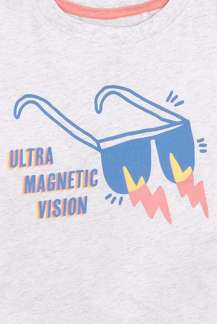 جينجرسنابس تي شيرت ولادي بطبعة أمامية رمادي فاتح