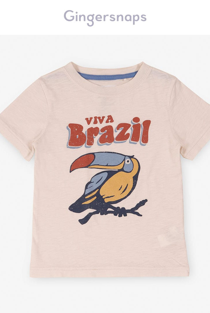 جينجرسنابس تي شيرت ولادي بطبعة امامية أبيض