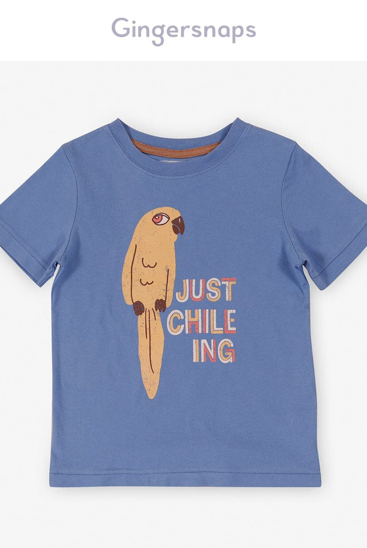 جينجرسنابس تي شيرت ولادي بطبعة طائر نص كم فيروزي