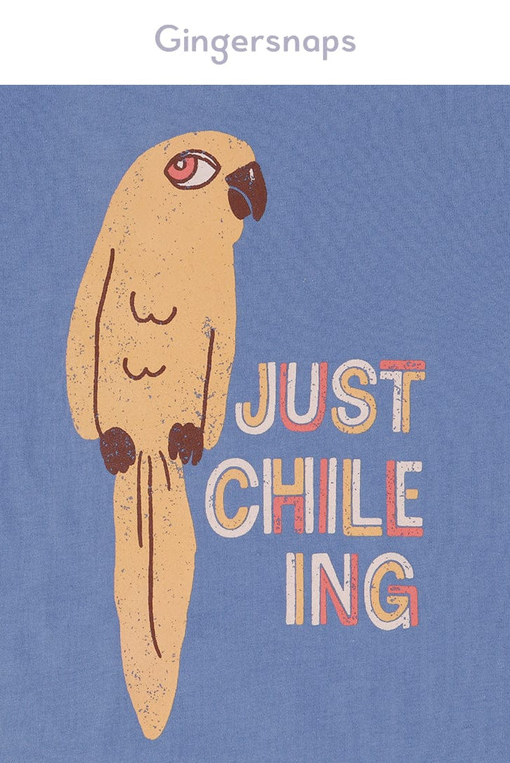 جينجرسنابس تي شيرت ولادي بطبعة طائر نص كم فيروزي