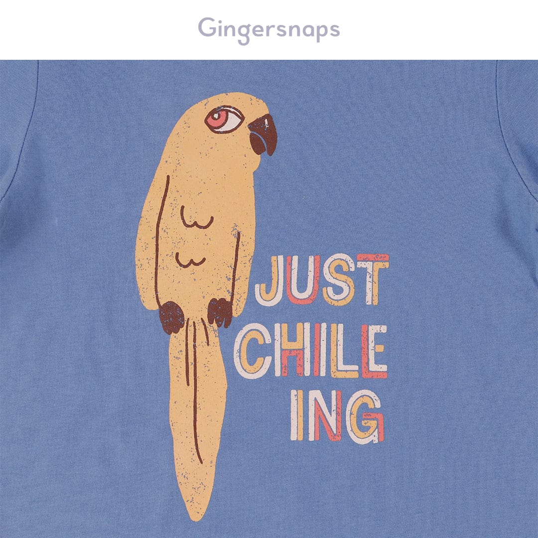 جينجرسنابس تي شيرت ولادي بطبعة طائر نص كم فيروزي