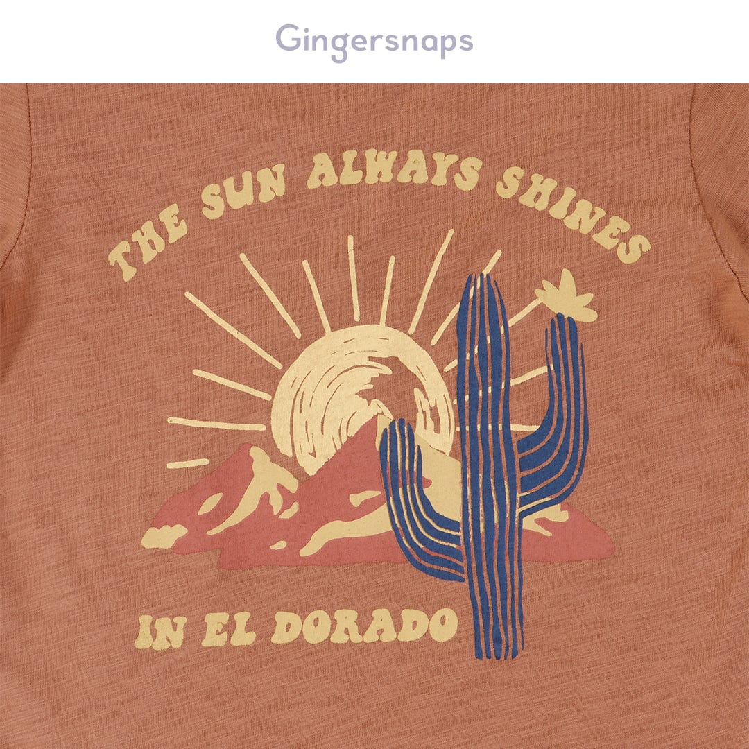 جينجرسنابس تي شيرت ولادي بطبعة صبار بني داكن