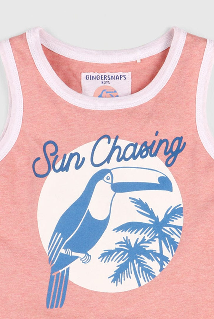 جينجرسنابس تانك توب ولادي كت بطبعة أمامية أحمر خفيف