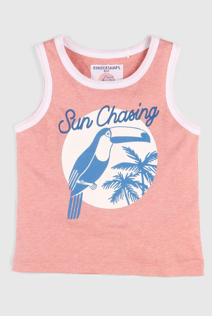 جينجرسنابس تانك توب ولادي كت بطبعة أمامية أحمر خفيف