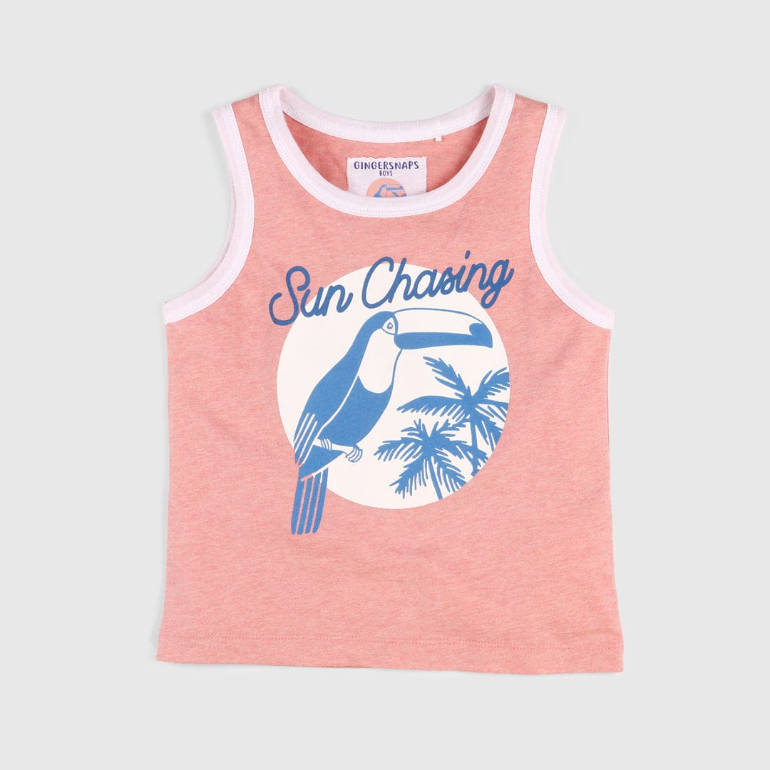 جينجرسنابس تانك توب ولادي كت بطبعة أمامية أحمر خفيف