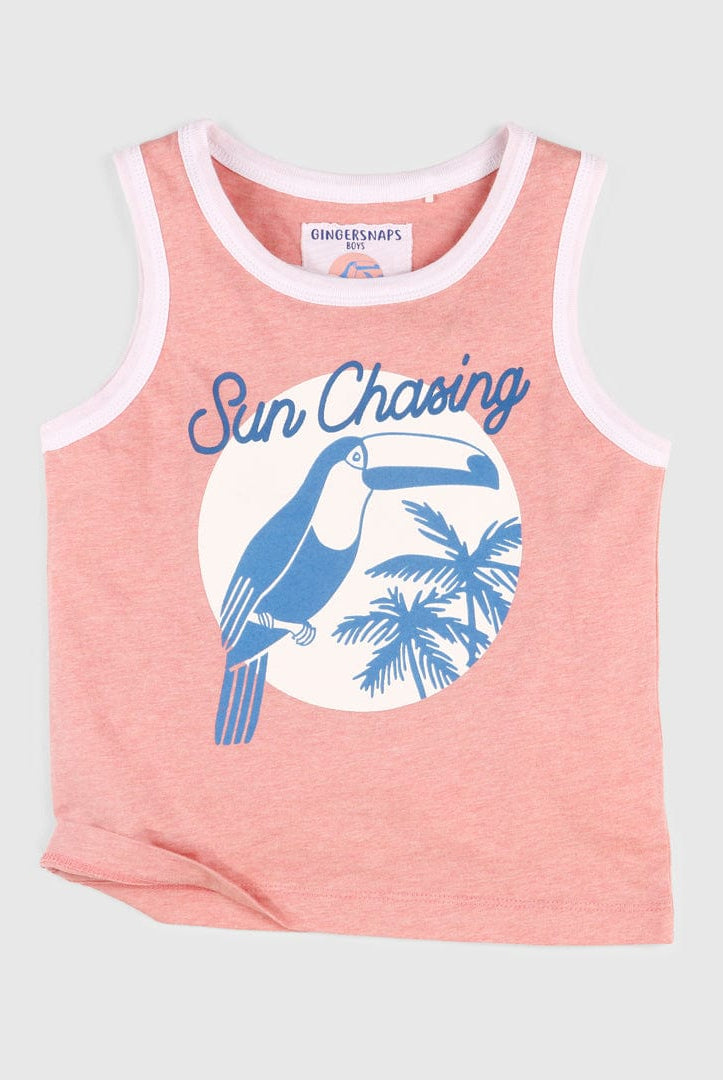 جينجرسنابس تانك توب ولادي كت بطبعة أمامية أحمر خفيف