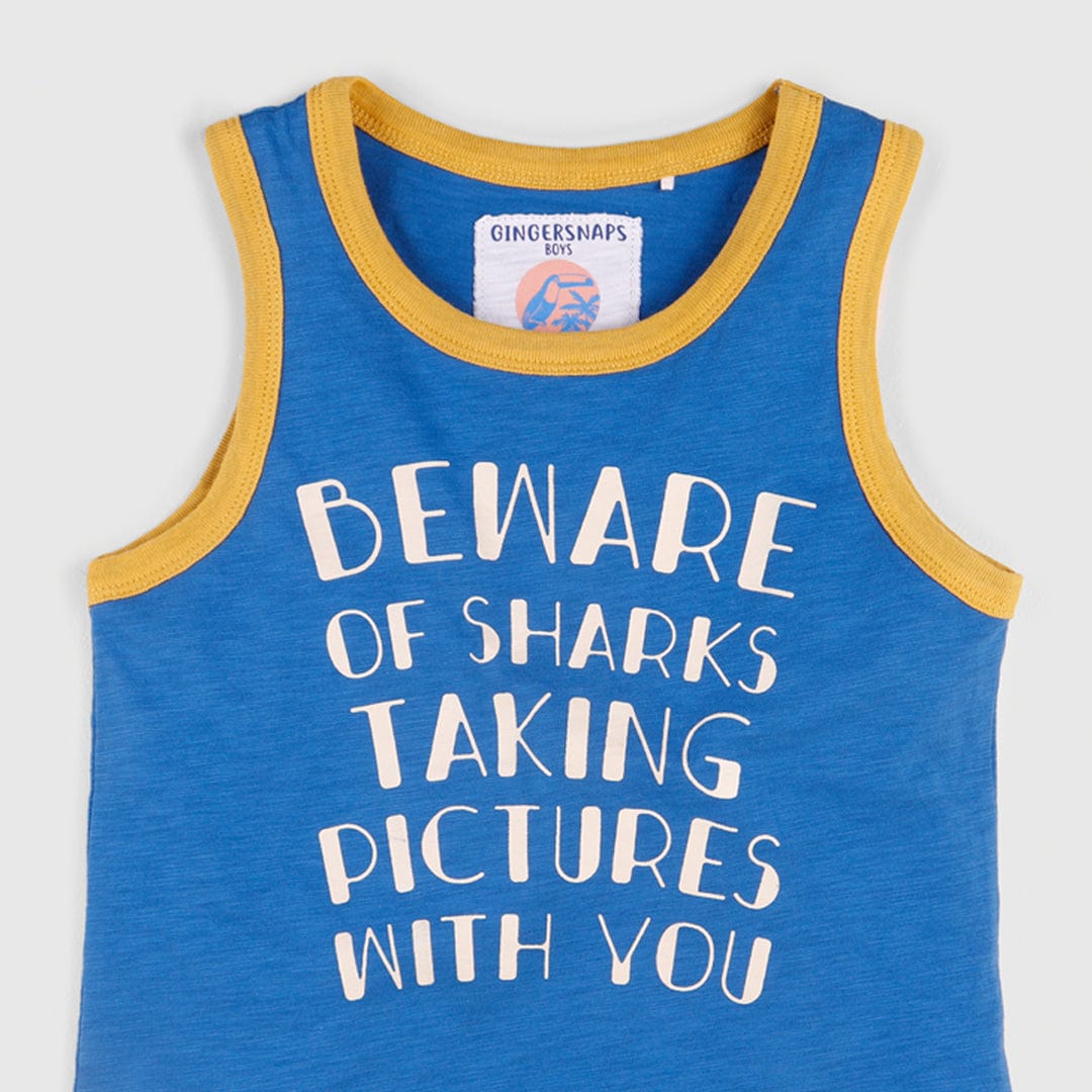 جينجرسنابس تانك توب ولادي كت مطبوع أزرق