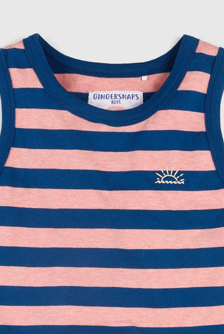 جينجرسنابس تانك توب ولادي كت مخطط بالعرض أزرق / أحمر