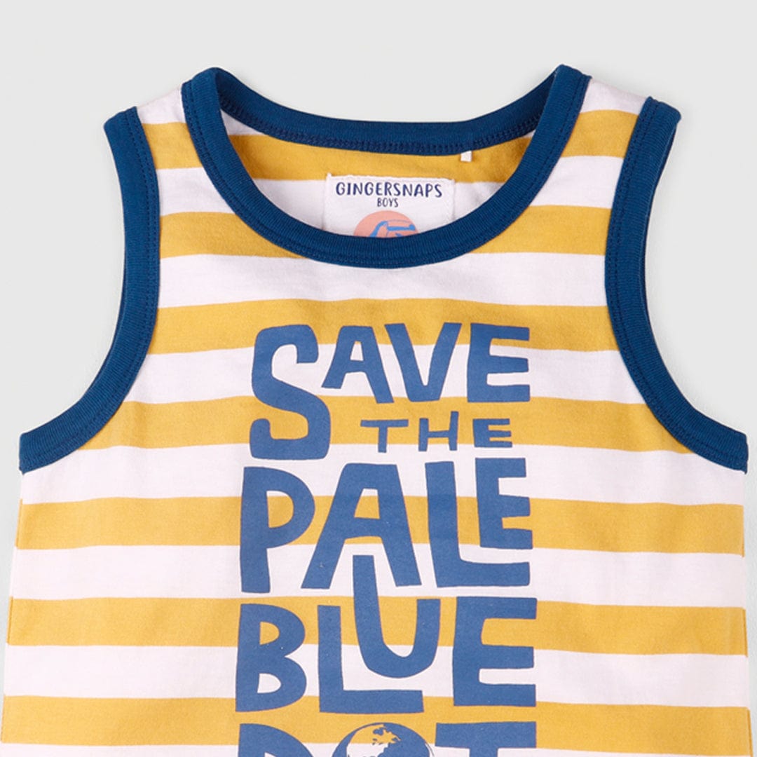 جينجرسنابس تانك توب ولادي كت مخطط بالعرض بطبعة أوف وايت/أصفر