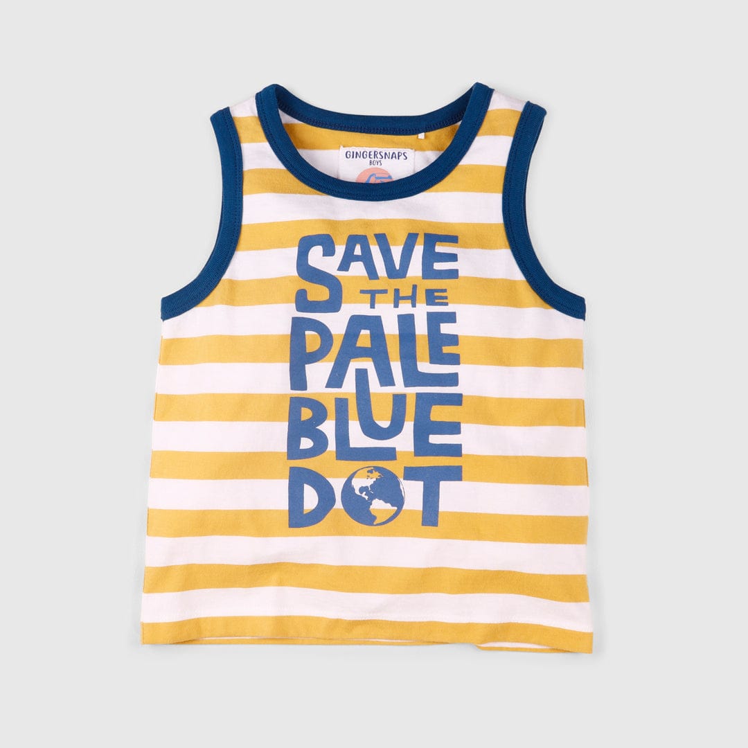 جينجرسنابس تانك توب ولادي كت مخطط بالعرض بطبعة أوف وايت/أصفر