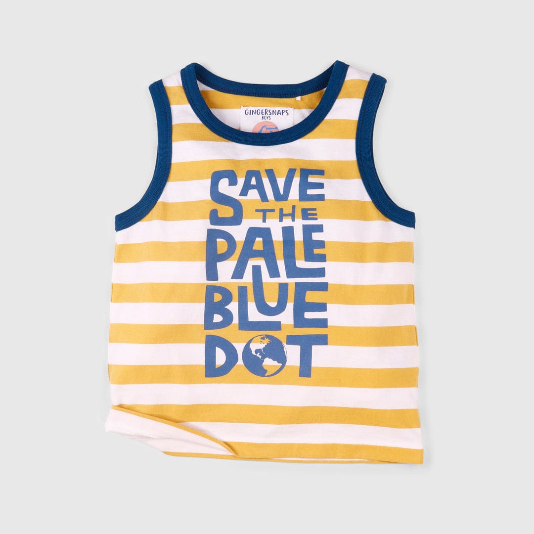 جينجرسنابس تانك توب ولادي كت مخطط بالعرض بطبعة أوف وايت/أصفر