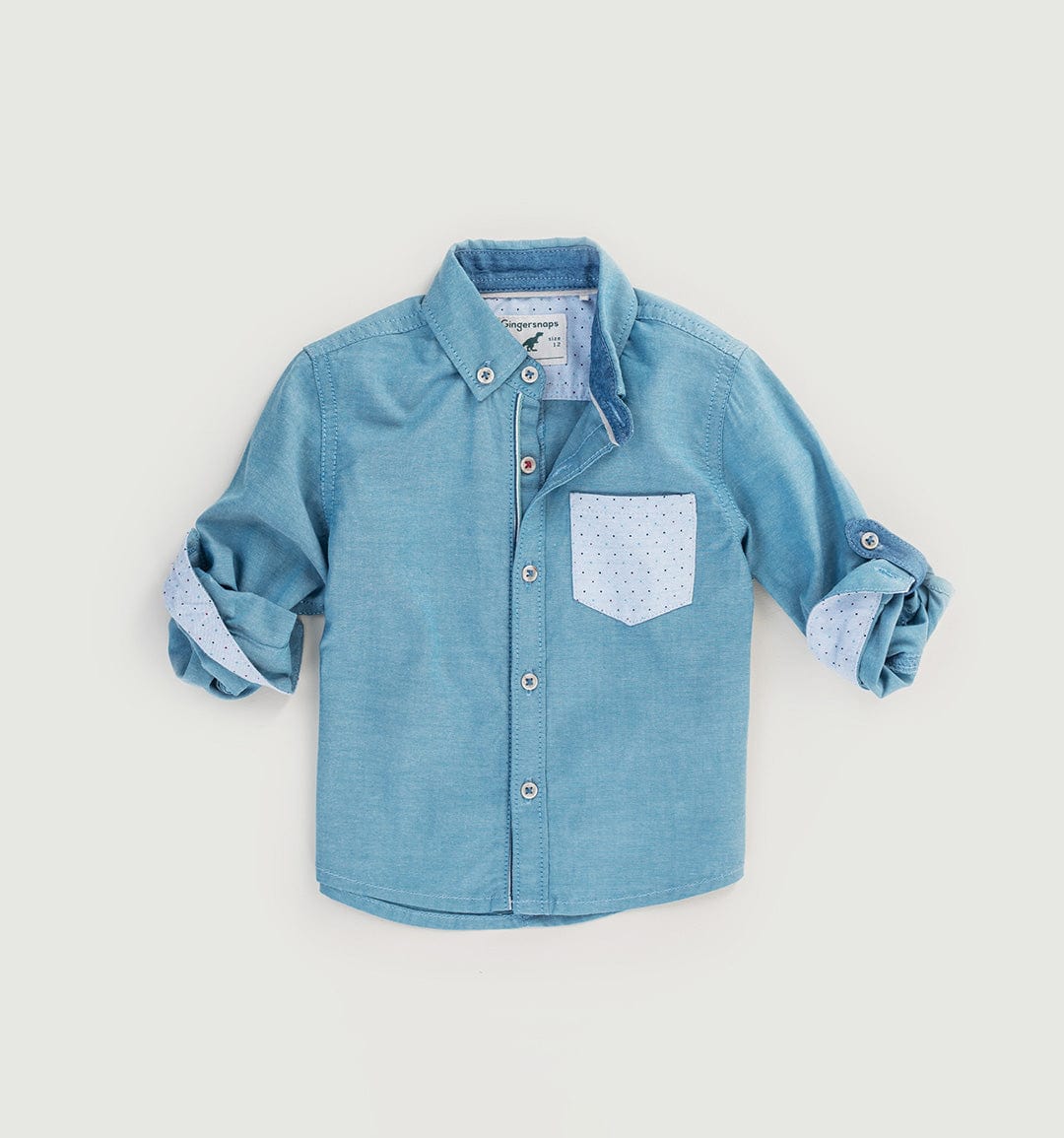 جينجرسنابس قميص بولو منسوج للأولاد جينز بجيب أمامي منقط أخضر زمردي