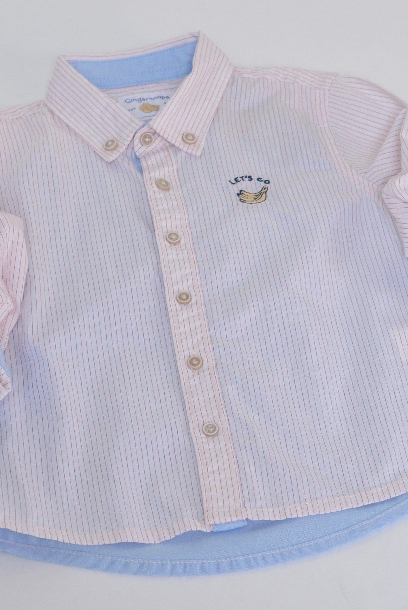 جينجرسنابس قميص بولو منسوج للأولاد مخطط بالطول بأزرار أمامية ابيض / ازرق