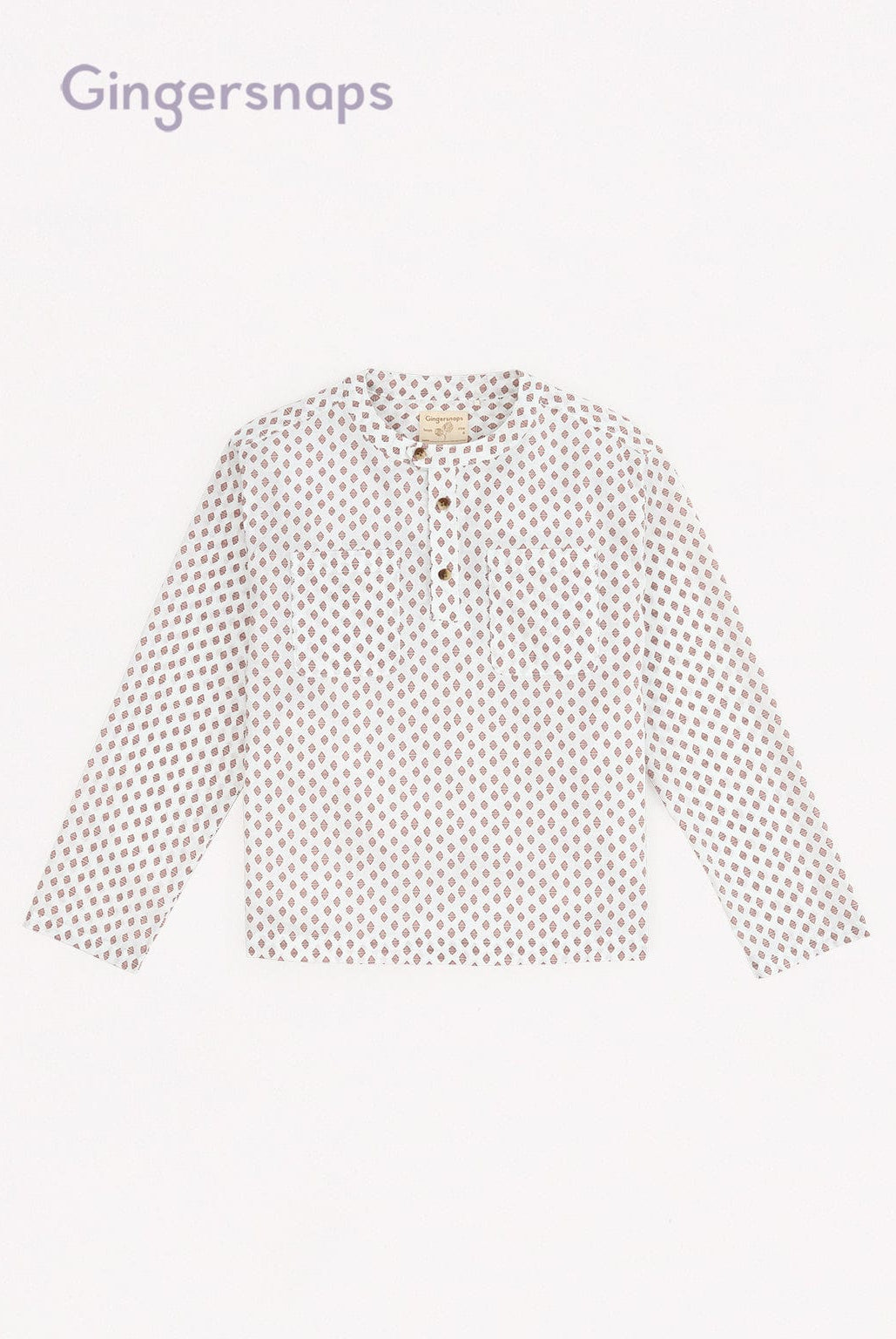 جينجرسنابس قميص عبايه أولادي منقط بكم طويل أبيض