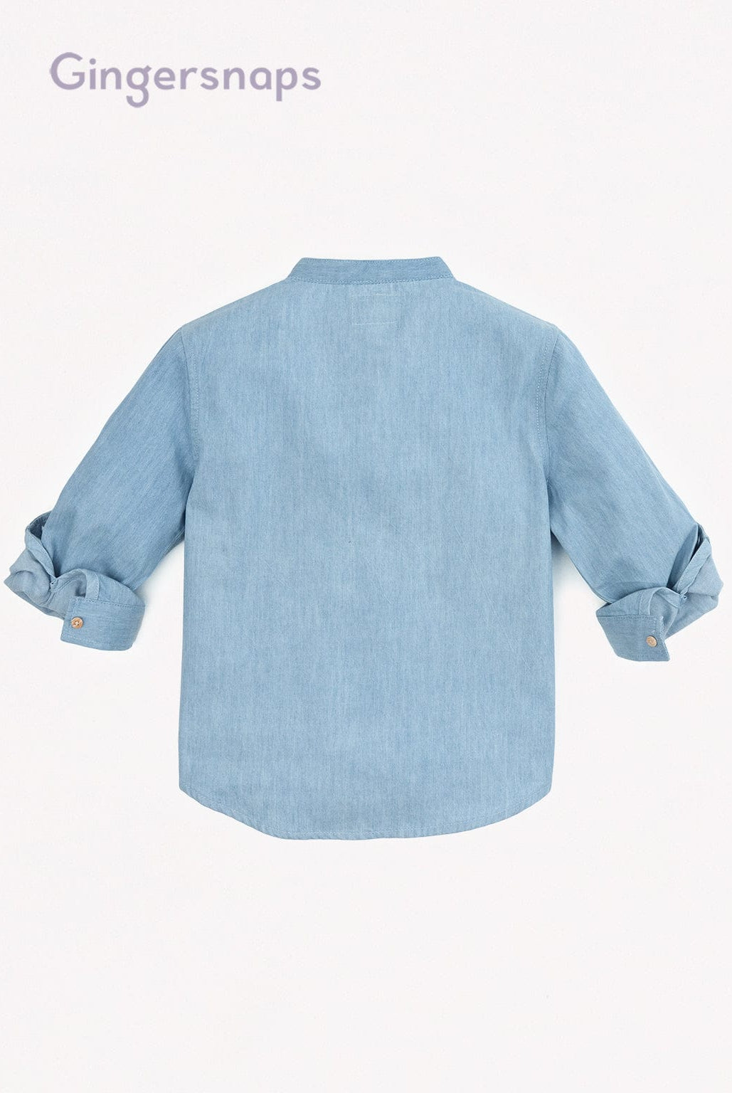جينجرسنابس قميص جينز أولادي نص ياقة مطرز أزرق فاتح
