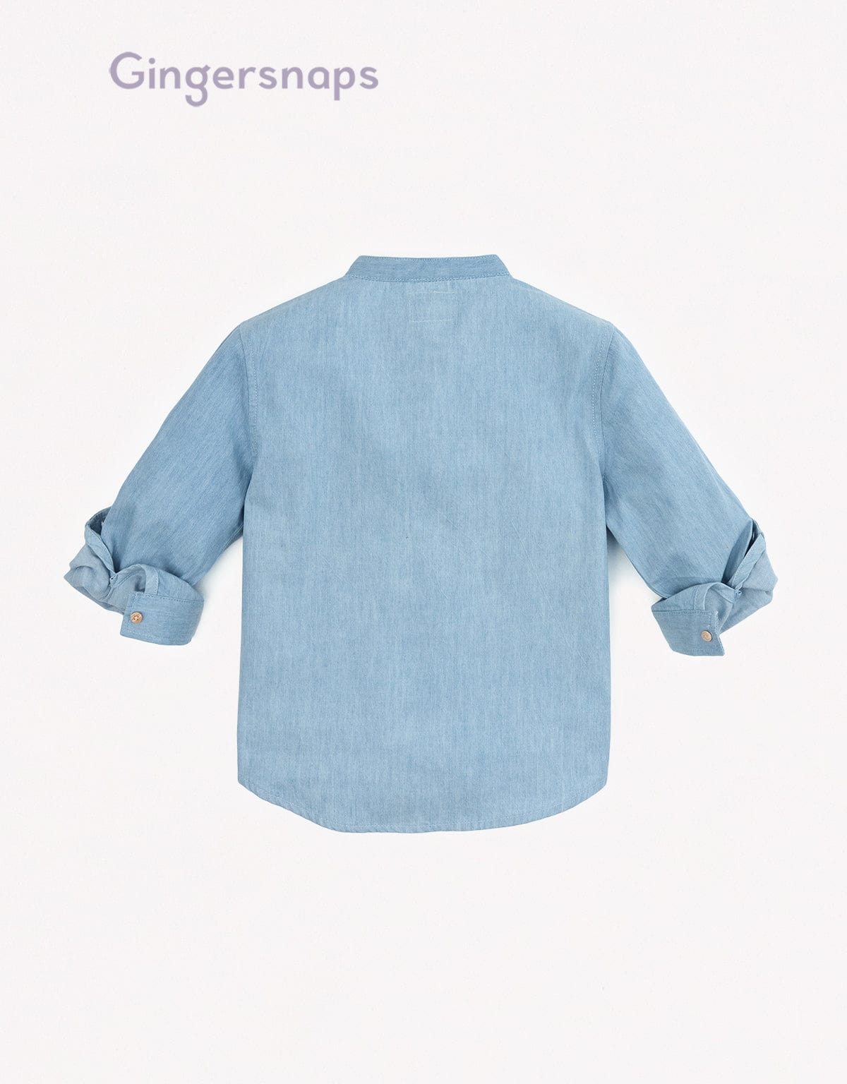 جينجرسنابس قميص جينز أولادي نص ياقة مطرز أزرق فاتح