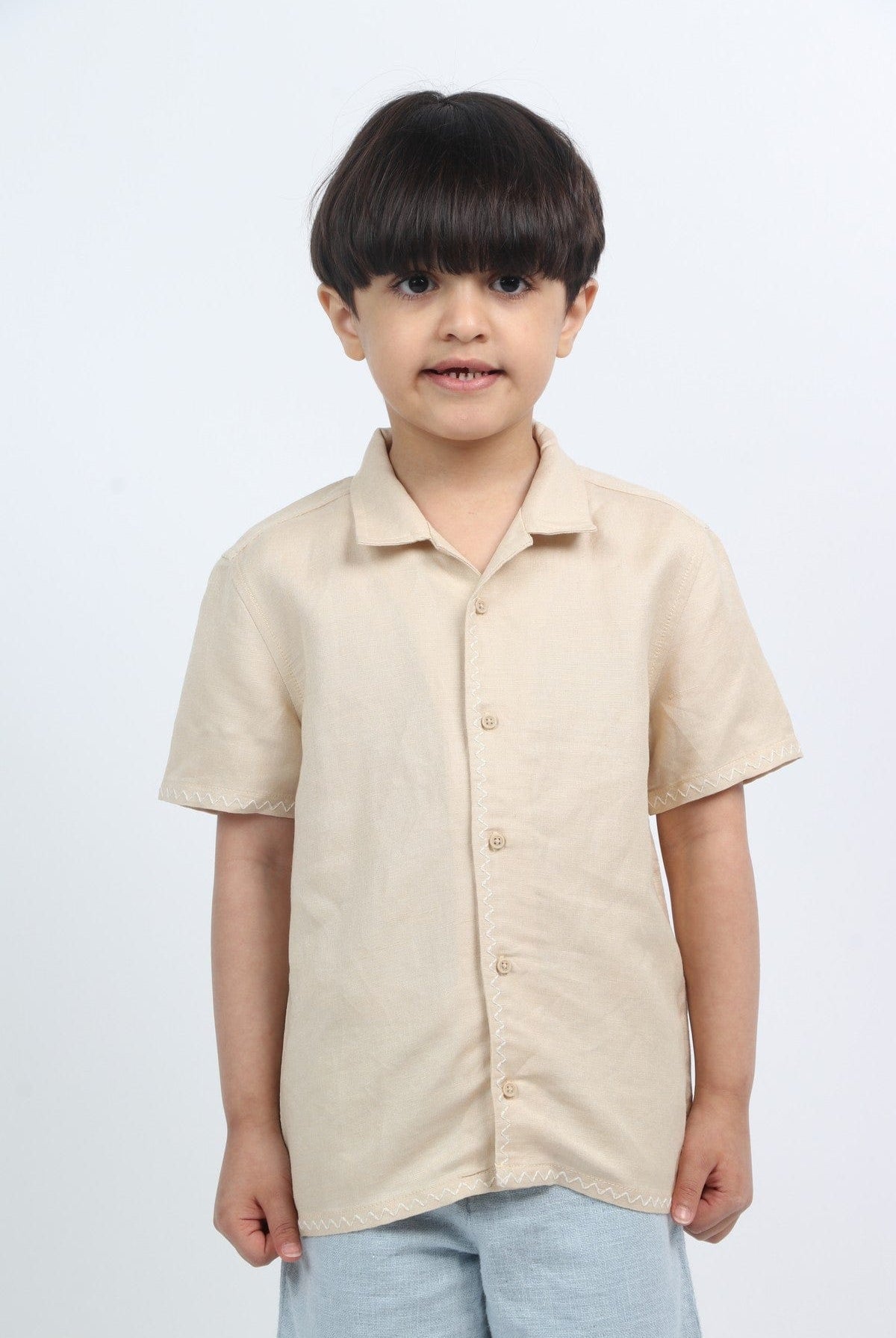 جينجرسنابس قميص أولادي نص كم سادة بيج