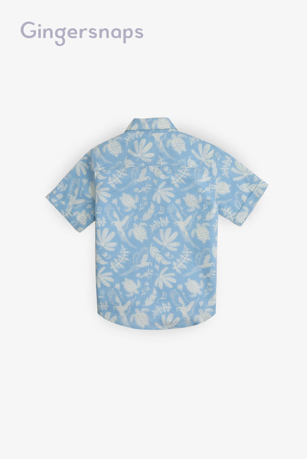 جينجرسنابس قميص مشجر بولو بأزرار أمامية كم قصير أولادي أزرق