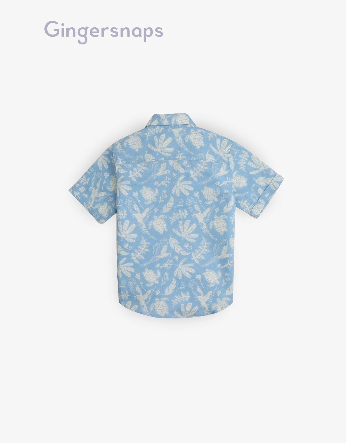 جينجرسنابس قميص مشجر بولو بأزرار أمامية كم قصير أولادي أزرق