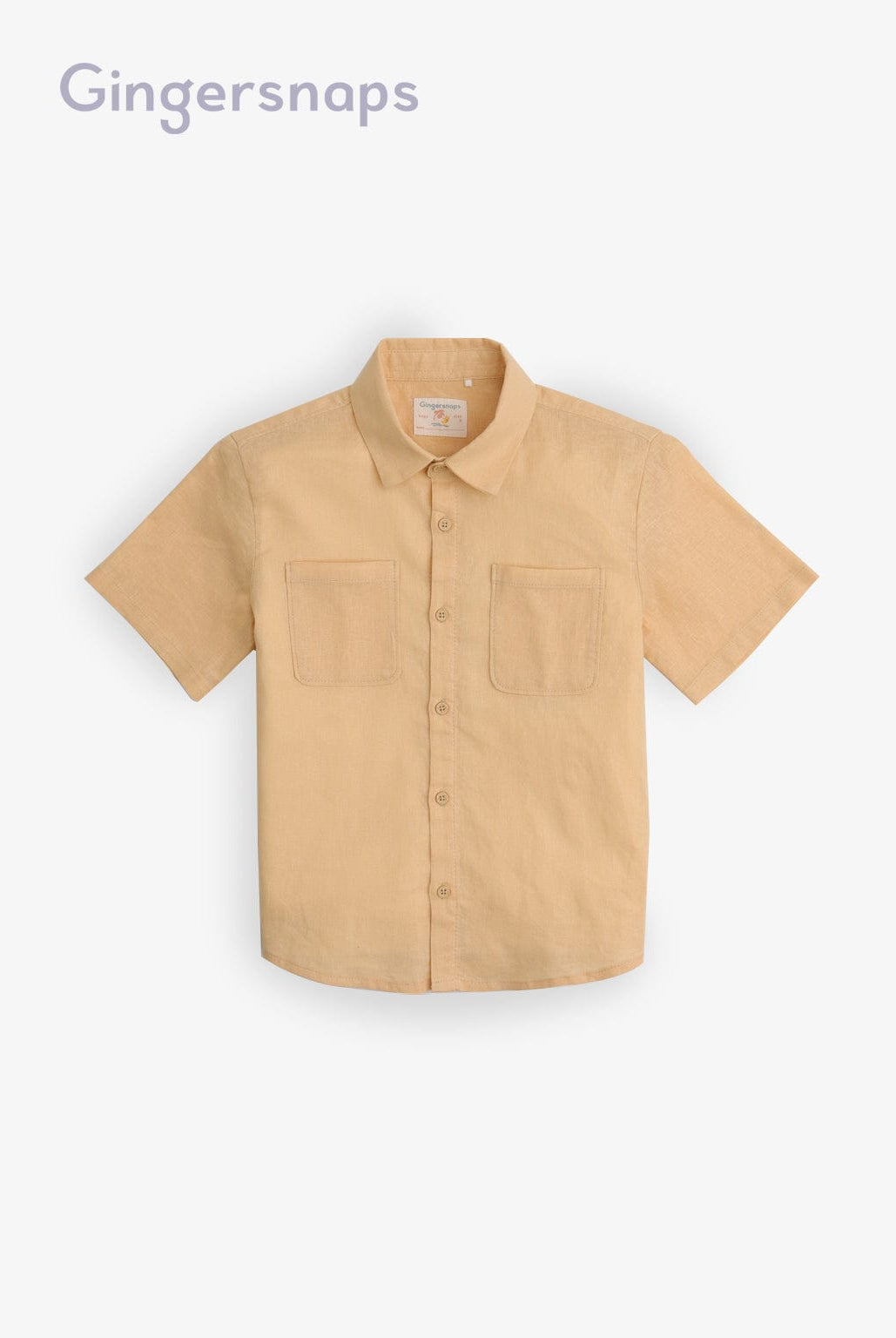 جينجرسنابس قميص سادة بجيوب أمامية نص كم أولادي أصفر