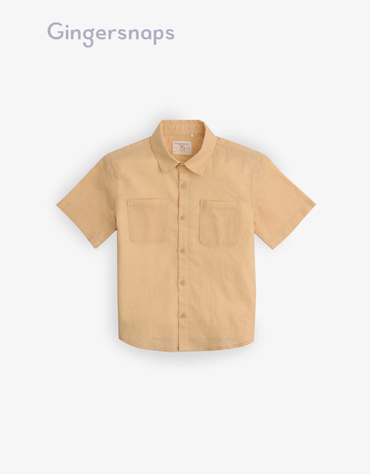 جينجرسنابس قميص سادة بجيوب أمامية نص كم أولادي أصفر