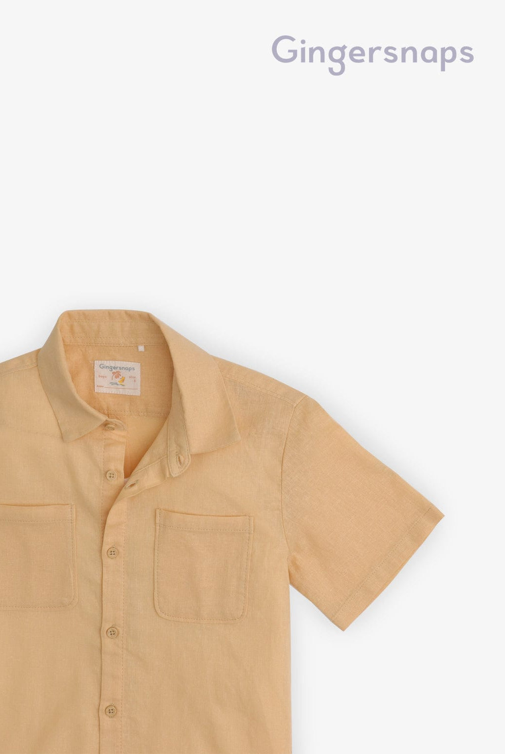 جينجرسنابس قميص سادة بجيوب أمامية نص كم أولادي أصفر