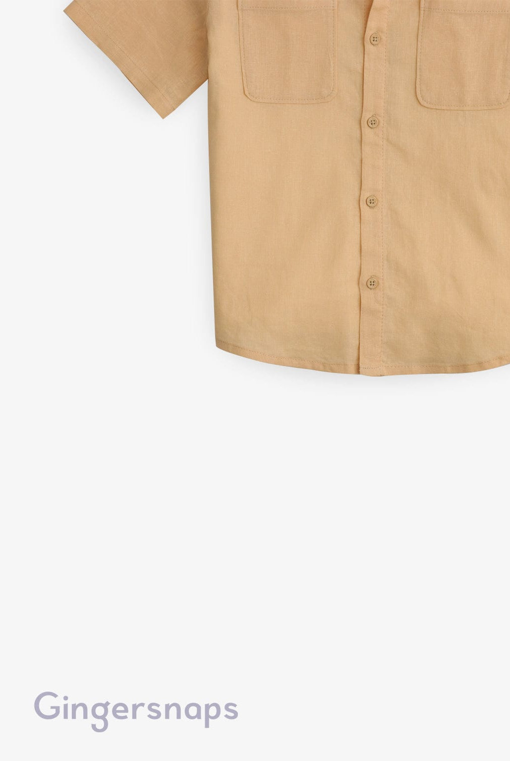 جينجرسنابس قميص سادة بجيوب أمامية نص كم أولادي أصفر